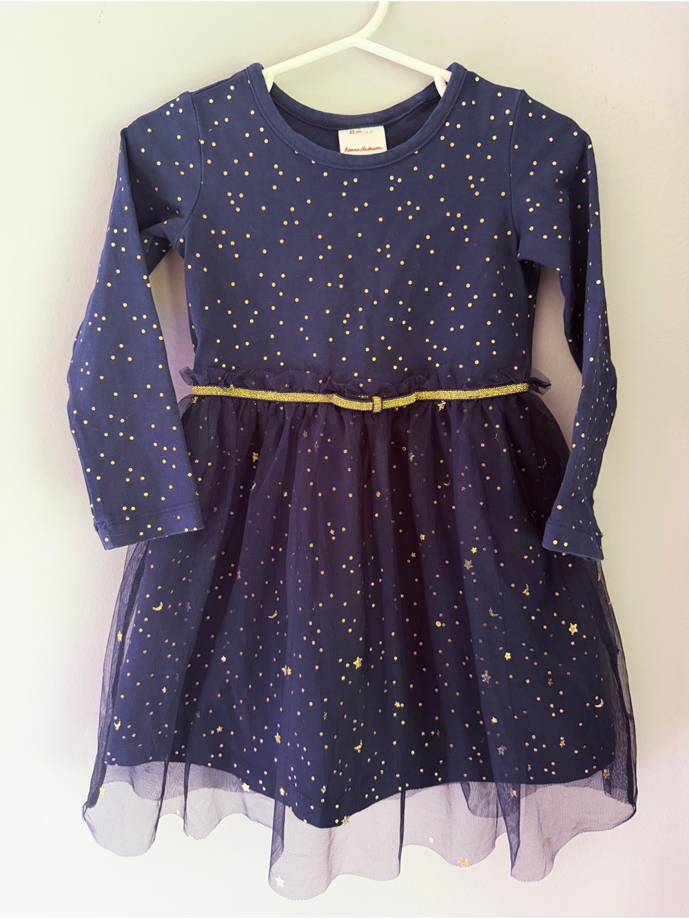 Hanna Andersson Navy Shimmer Star Dress In Soft Tulle